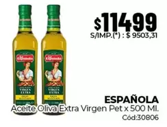 X$ - Aceite Oliva Extra Virgen Pet x 500 Ml. Cód:30806
