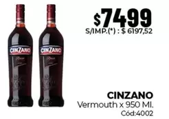Cinzano - Vermouth x 950 Ml. Cód:4002