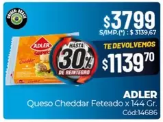 Adler - Queso Cheddar Feteado x 144 Gr. Cód:14686