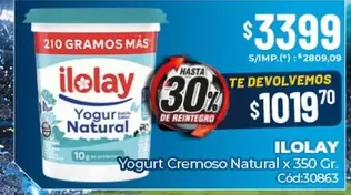 Ilolay - Yogurt Cremoso Natural x 350 Gr. Cód:30863