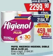 Higienol - PAPEL HIGIENICO DOBLE HOJA 4x30 mt.