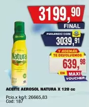 Natura - ACEITE AEROSOL X 120 cc