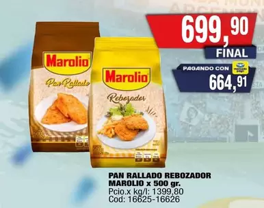 Marolio - PAN RALLADO REBOZADOR  x 500 GR. Cod: 16625-16626