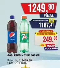 Pepsi - GAS. PEPSI - 7 UP 500 CC