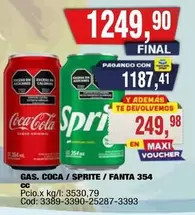Coca cola - GAS. COCA / SPRITE / FANTA 354 CC