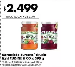 X$ - Mermelada durazno/ ciruela light