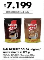 Nescafé - Café DOLCA original/suave ahorro