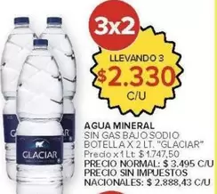 Glaciar - AGUA MINERAL SIN GAS BAJO SODIO BOTELLA X 2 LT.