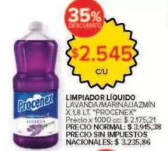 Procenex - LIMPIADOR LÍQUIDO LAVANDA/MARINA/JAZMÍN