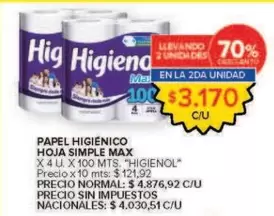 Higienol - PAPEL HIGIÉNICO HOJA SIMPLE MAX