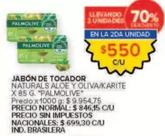Palmolive - JABÓN DE TOCADOR NATURALS ALOE Y OLIVA/KARITE