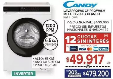 Candy - LAVARROPAS CF PROWASH MOD. EY26SB7