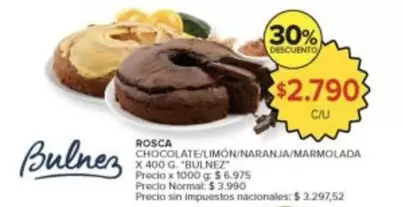 X$ - ROSCA CHOCOLATE/LIMON/NARANJA/MARMOLADA