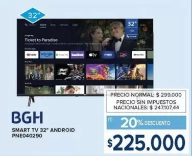 BGH - SMART TV 32" ANDROID PNE040290