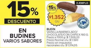 Carrefour - BUDIN VAINILLA/MARMOLADO/CHOCOLATE/CON CHIPS