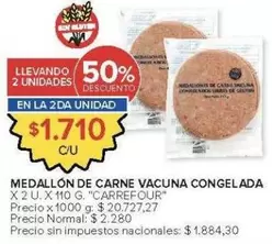 Carrefour - Medallón de Carne Vacuna Congelada