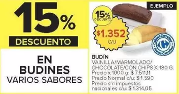 Carrefour - BUDIN VAINILLA/MARMOLADO/CHOCOLATE/CON CHIPS