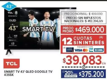 TCL - SMART TV 43" QLED GOOGLE TV