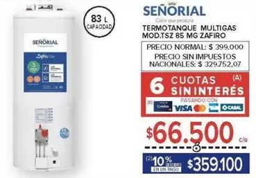 Señorial - TERMOTANQUE MULTIGAS MOD.TSZ 85 ZAFIRO