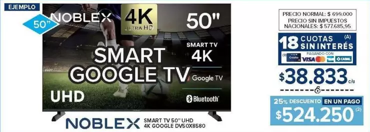 Noblex - SMART GOOGLE TV UHD 4K 50"