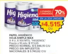 Higienol - PAPEL HIGI
ENICO HOJA SIMPLE MAX