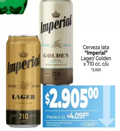 Imperial - Cerveza lata "" Lager/ Golden