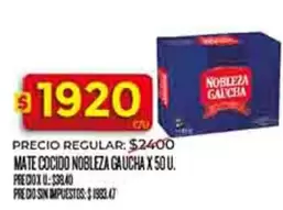 Nobleza Gaucha - MATE COCIDO NOBLEZA GAUCHA X 50 U.