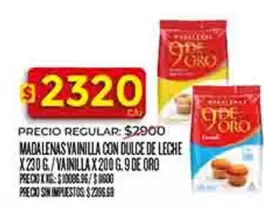 9 de oro - MADALENAS VAINILLA CON DULCE DE LECHE