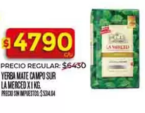 La Merced - YERBA MATE CAMPO SUR LA MERCED X 1 KG