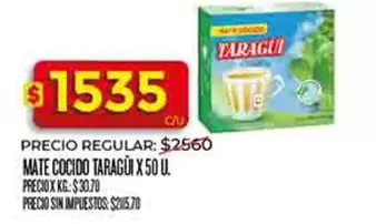 Taraguí - MATE COCIDO TARAGUÍ X 50 U.