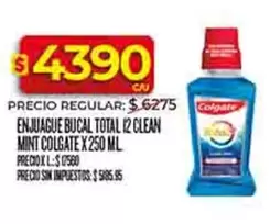 Colgate - ENJUAGUE BUCAL TOTAL 12 CLEAN MINT X 250 ML
