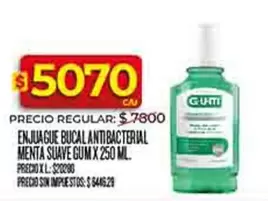 GUM - ENJUAGUE BUCAL ANTIBACTERIAL MENTA SUAVE X 250 ML