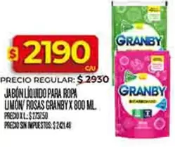 Granby - JABÓN LÍQUIDO PARA ROPA LIMÓN/ROSAS