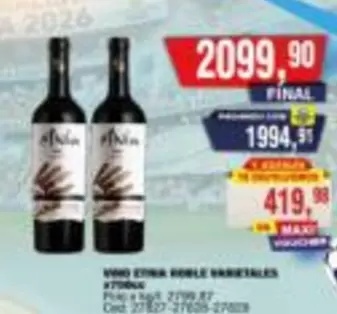 VINO TINTO ROBLE VARIETALES