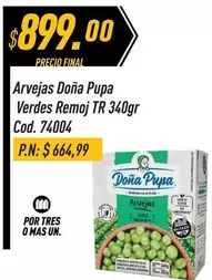 Doña Pupa - Arvejas Verdes Remoj TR 340gr Cod. 74004