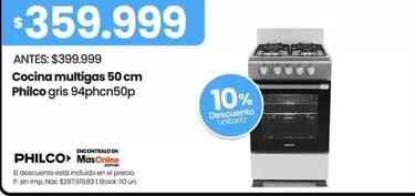 Philco - Cocina multigas 50 cm 94phcn50p