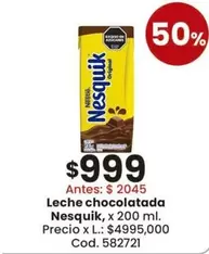 Nesquik - Leche chocolatada, x 200 ml.