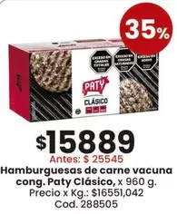 Paty - Hamburguesas de carne vacuna cong.