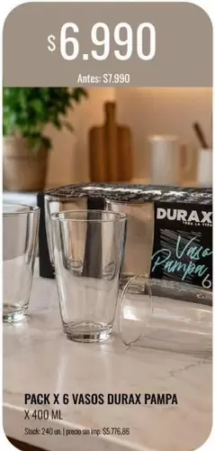 Durax - PACK X 6 VASOS PAMPA X 400 ML