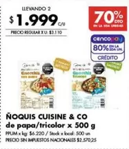 X$ - ÑOQUIS CUISINE & CO de papa/tricolor x 500 g