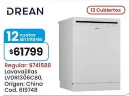 Drean - Lavavajillas LVDR1306CB0 Cod. 619748