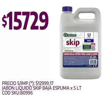 Skip - JABON LIQUIDO BAJA ESPUMA X 5 LT COD SKU:80996