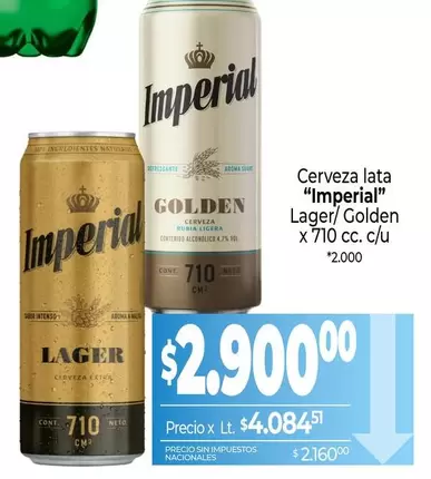 Imperial - Cerveza lata Lager/ Golden