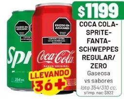 Coca cola - COCA COLA-SPRITE-FANTA-SCHWEPPES REGULAR/ZERO Gaseosa