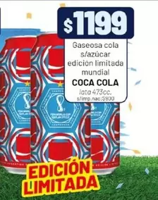 Coca cola - Gaseosa cola s/azúcar edicion limitada mundial