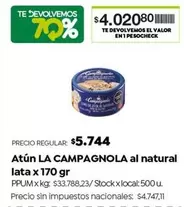 La Campagnola - Atún al natural lata