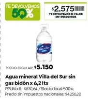 Villa del Sur - Agua mineral sin gas bidón