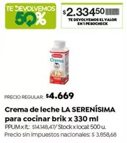 La Serenísima - Crema de leche para cocinar brik