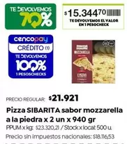 Sibarita - Pizza sabor mozzarella a la piedra