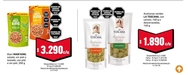 King - MANI KING, salada, sin piel o tostado